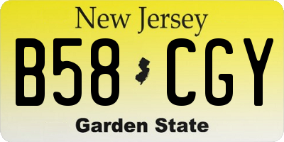 NJ license plate B58CGY