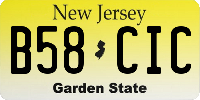 NJ license plate B58CIC