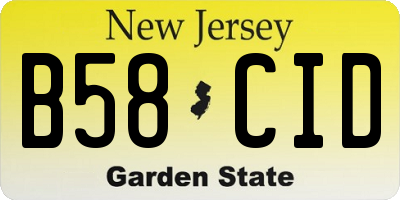 NJ license plate B58CID