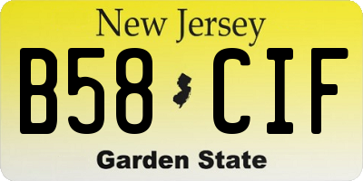 NJ license plate B58CIF