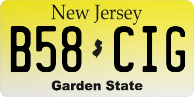 NJ license plate B58CIG