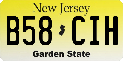 NJ license plate B58CIH