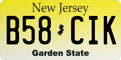 NJ license plate B58CIK