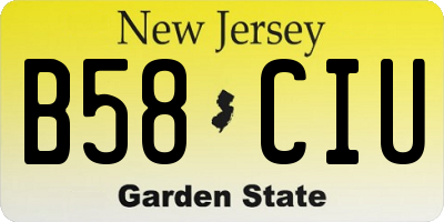 NJ license plate B58CIU