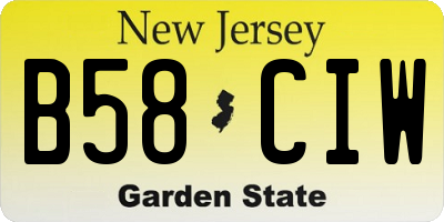 NJ license plate B58CIW