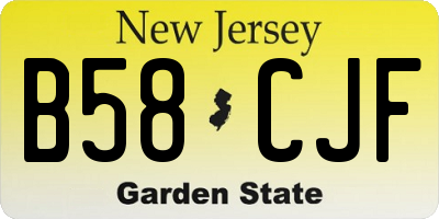 NJ license plate B58CJF