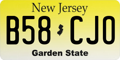 NJ license plate B58CJO