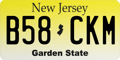 NJ license plate B58CKM
