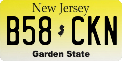 NJ license plate B58CKN