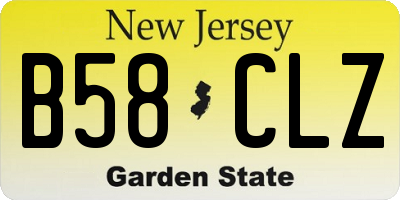 NJ license plate B58CLZ