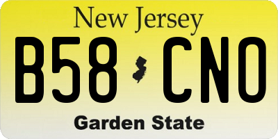 NJ license plate B58CNO