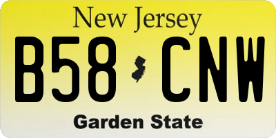 NJ license plate B58CNW