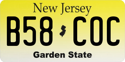 NJ license plate B58COC