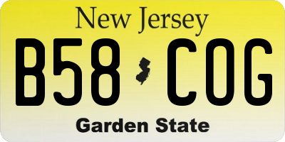 NJ license plate B58COG
