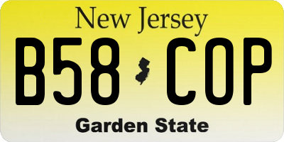 NJ license plate B58COP