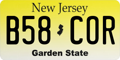 NJ license plate B58COR