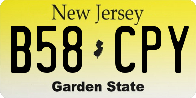 NJ license plate B58CPY