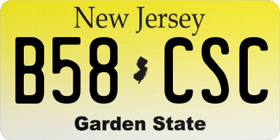 NJ license plate B58CSC