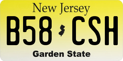 NJ license plate B58CSH