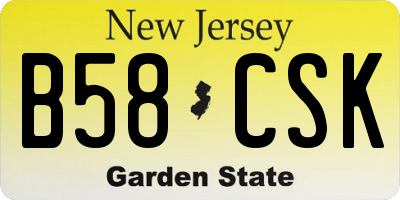 NJ license plate B58CSK