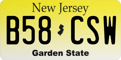 NJ license plate B58CSW