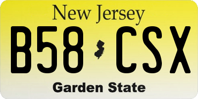 NJ license plate B58CSX