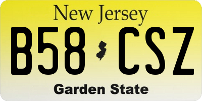 NJ license plate B58CSZ