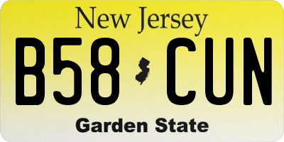 NJ license plate B58CUN