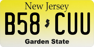 NJ license plate B58CUU