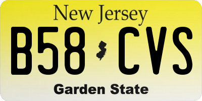 NJ license plate B58CVS
