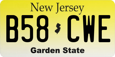 NJ license plate B58CWE