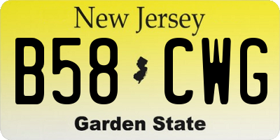 NJ license plate B58CWG