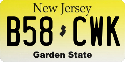 NJ license plate B58CWK