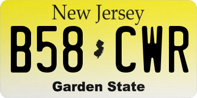 NJ license plate B58CWR