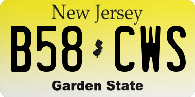 NJ license plate B58CWS
