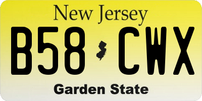 NJ license plate B58CWX