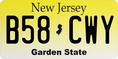 NJ license plate B58CWY
