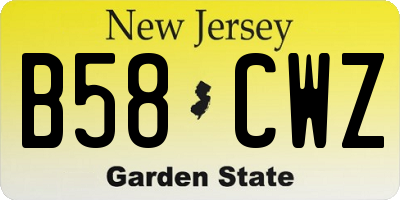 NJ license plate B58CWZ