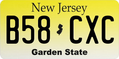 NJ license plate B58CXC