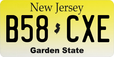 NJ license plate B58CXE