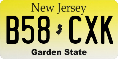 NJ license plate B58CXK