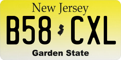 NJ license plate B58CXL