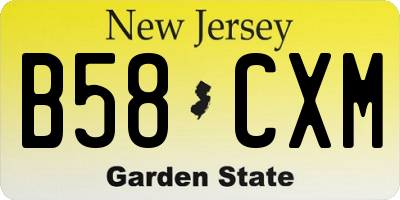 NJ license plate B58CXM