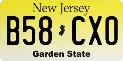NJ license plate B58CXO