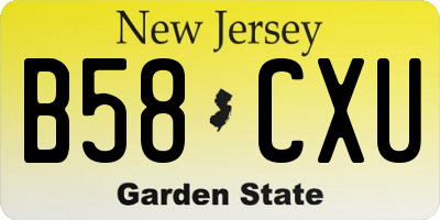 NJ license plate B58CXU