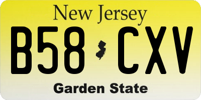 NJ license plate B58CXV