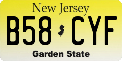 NJ license plate B58CYF