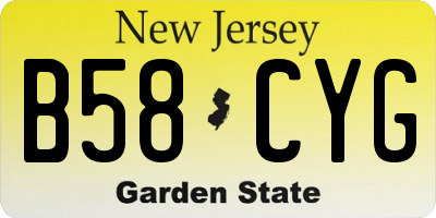 NJ license plate B58CYG