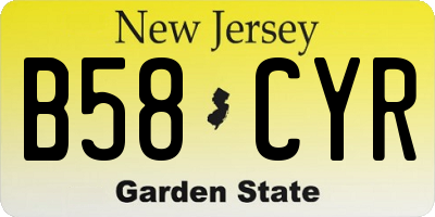 NJ license plate B58CYR