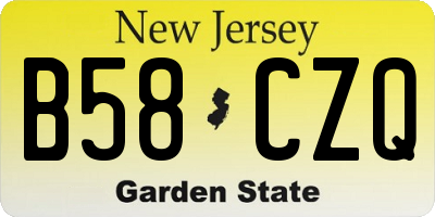 NJ license plate B58CZQ